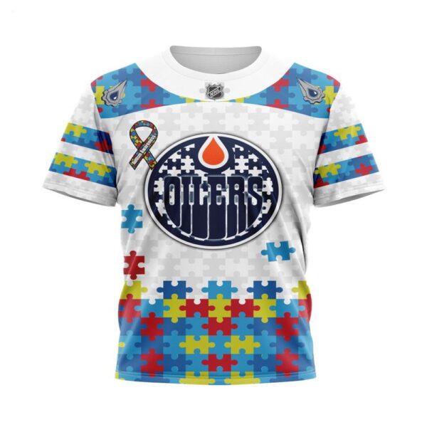 NHL Edmonton Oilers T-Shirt Autism Awareness 3D T-Shirt