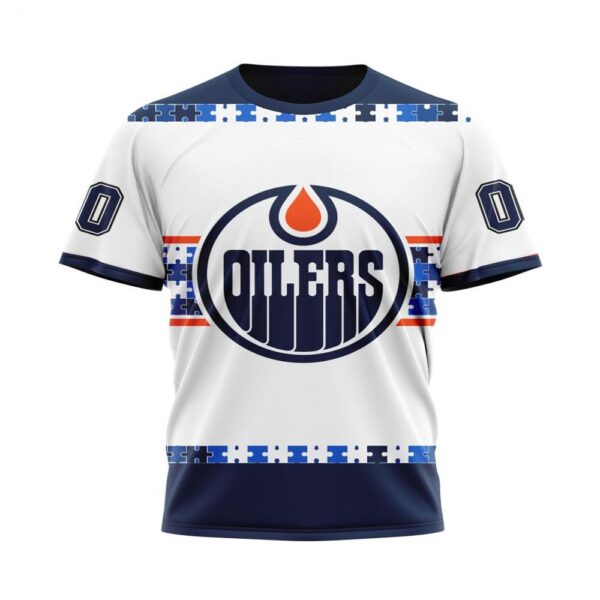 NHL Edmonton Oilers T-Shirt Autism Awareness Custom Name And Number 3D T-Shirt