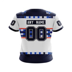 NHL Edmonton Oilers T Shirt Autism Awareness Custom Name And Number 3D T Shirt 2