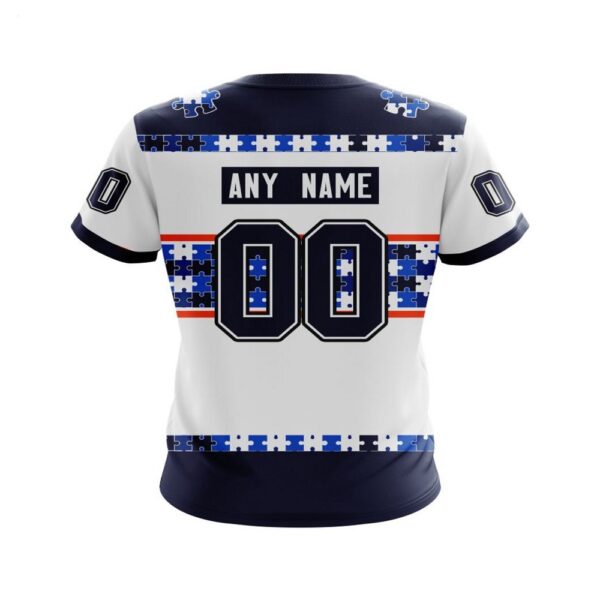 NHL Edmonton Oilers T-Shirt Autism Awareness Custom Name And Number 3D T-Shirt