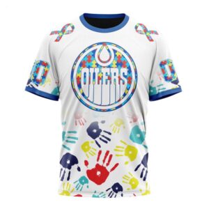 NHL Edmonton Oilers T Shirt Special Autism Awareness Design T Shirt 1