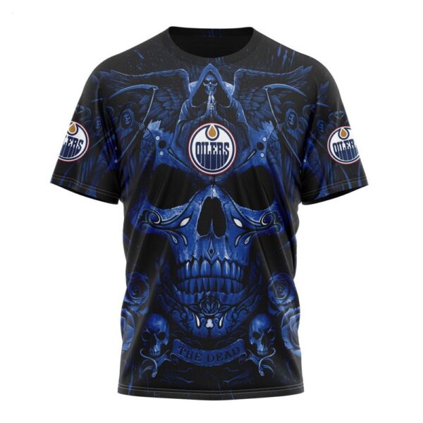 NHL Edmonton Oilers T-Shirt Special Design With Skull Art T-Shirt