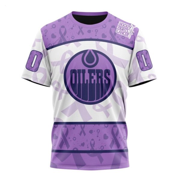 NHL Edmonton Oilers T-Shirt Special Lavender – Fight Cancer T-Shirt