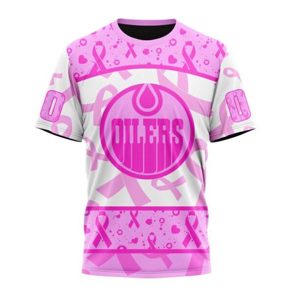NHL Edmonton Oilers T-Shirt Special Pink October Breast Cancer Awareness Month 3D T-Shirt