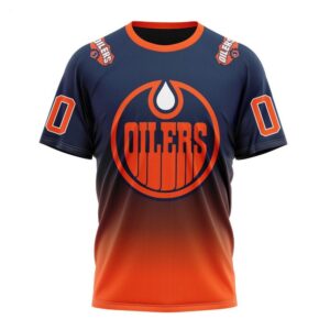 NHL Edmonton Oilers T Shirt Special Retro Gradient Design T Shirt 1