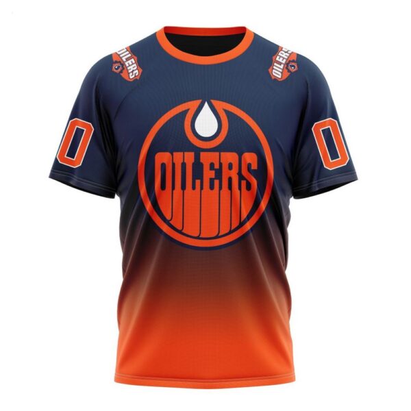NHL Edmonton Oilers T-Shirt Special Retro Gradient Design T-Shirt