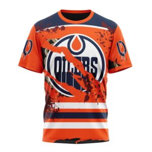 NHL Edmonton Oilers T Shirt Specialized Design Jersey With Your Ribs For Halloween 3D T Shirt 1