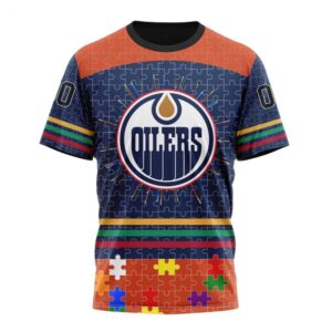NHL Edmonton Oilers T Shirt Specialized Design With Fearless Aganst Autism Concept T Shirt 1