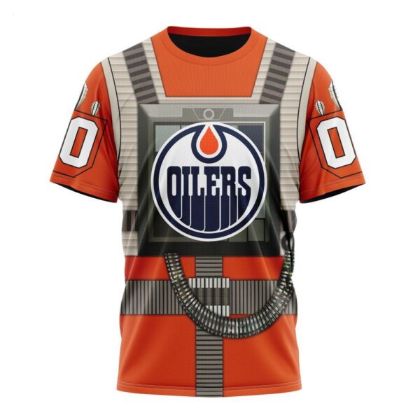 NHL Edmonton Oilers T-Shirt Star Wars Rebel Pilot Design T-Shirt