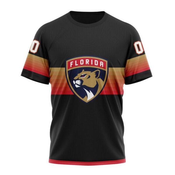 NHL Florida Panthers Special Black And Gradient Design T-Shirt