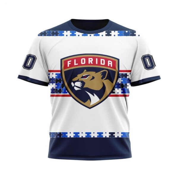 NHL Florida Panthers T-Shirt Autism Awareness Custom Name And Number 3D T-Shirt