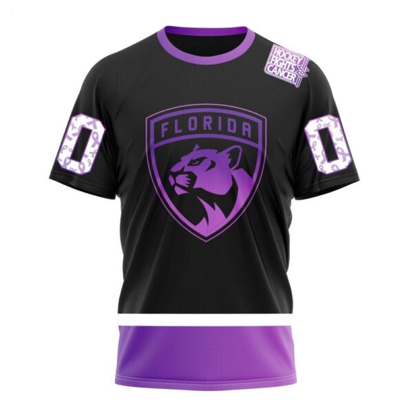 NHL Florida Panthers T-Shirt Special Black Hockey Fights Cancer Kits 3D T-Shirt
