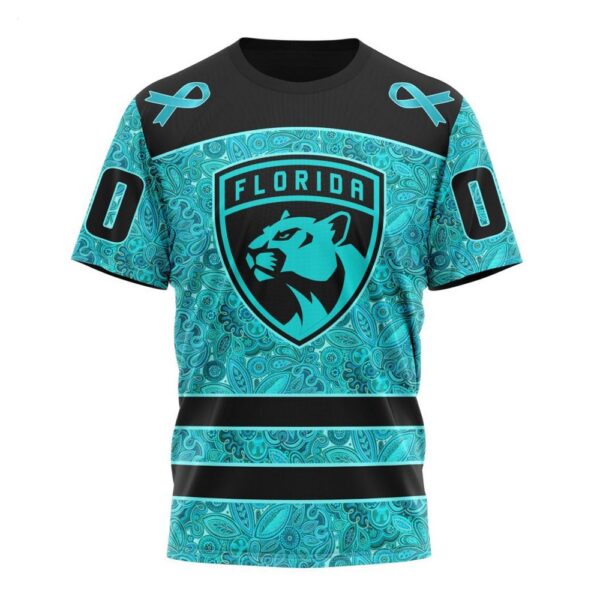 NHL Florida Panthers T-Shirt Special Design Fight Ovarian Cancer 3D T-Shirt
