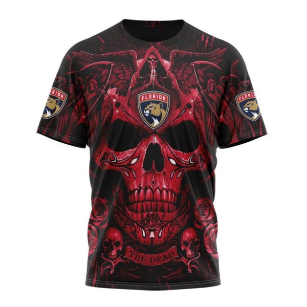 NHL Florida Panthers T-Shirt Special Design With Skull Art T-Shirt
