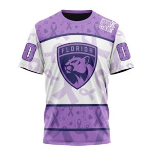 NHL Florida Panthers T Shirt Special Lavender Fight Cancer T Shirt 1 1
