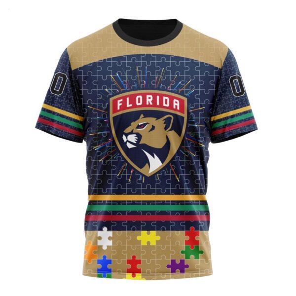 NHL Florida Panthers T-Shirt Specialized Design With Fearless Aganst Autism Concept T-Shirt