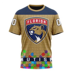 NHL Florida Panthers T Shirt Specialized Unisex Kits Hockey Fights Against Autism T Shirt 1