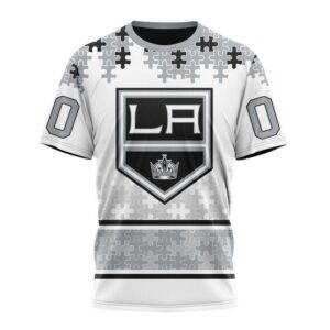 NHL Los Angeles Kings 3D T Shirt Special Autism Awareness Design With Home Jersey Style Hoodie 1