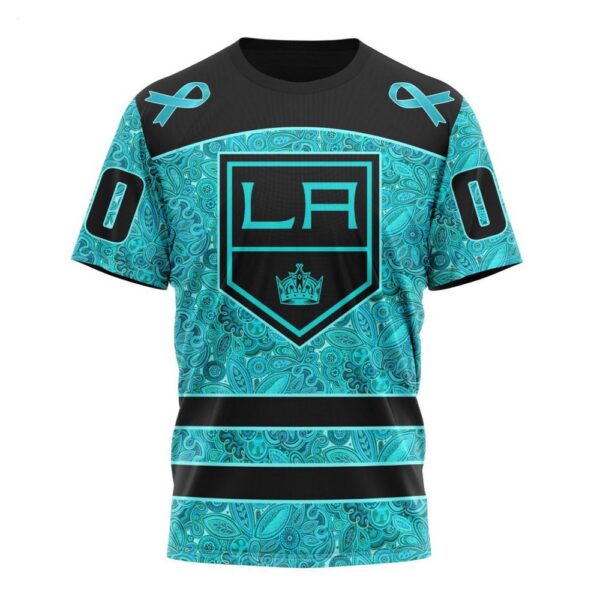 NHL Los Angeles Kings T-Shirt Special Design Fight Ovarian Cancer 3D T-Shirt