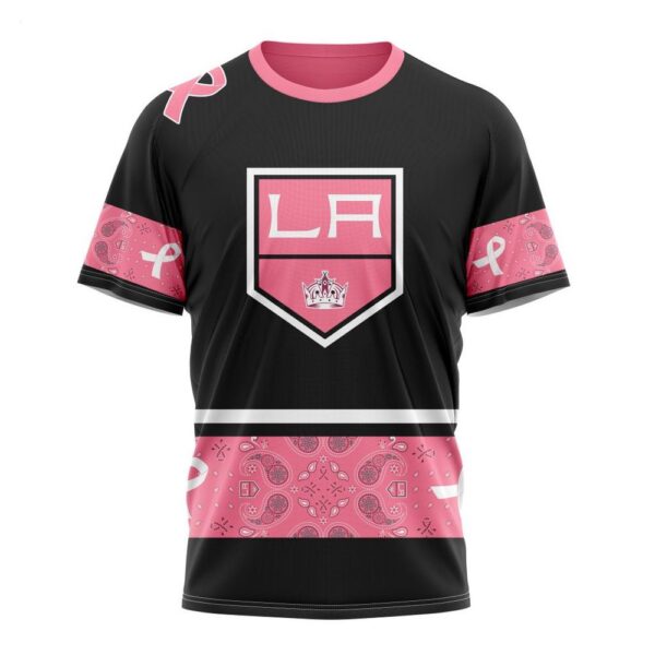 NHL Los Angeles Kings T-Shirt Specialized Design In Classic Style With Paisley! WE WEAR PINK BREAST CANCER T-Shirt