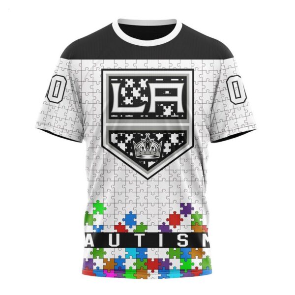 NHL Los Angeles Kings T-Shirt Specialized Unisex Kits Hockey Fights Against Autism T-Shirt