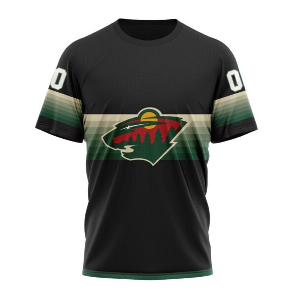 NHL Minnesota Wild Special Black And Gradient Design T-Shirt