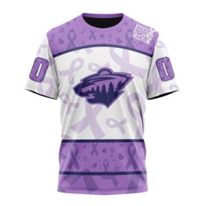 NHL Minnesota Wild T Shirt Special Lavender Fight Cancer T Shirt 1 1