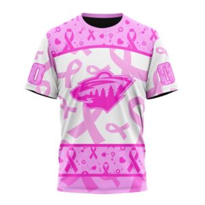 NHL Minnesota Wild T Shirt Special Pink October Breast Cancer Awareness Month 3D T Shirt 1
