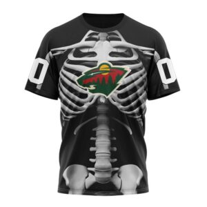 NHL Minnesota Wild T Shirt Special Skeleton Costume For Halloween 3D T Shirt 1