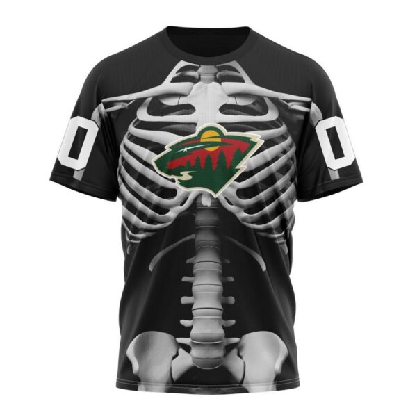 NHL Minnesota Wild T-Shirt Special Skeleton Costume For Halloween 3D T-Shirt