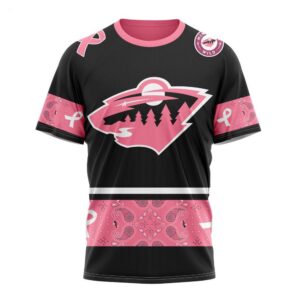 NHL Minnesota Wild T Shirt Specialized Design In Classic Style With Paisley! WE WEAR PINK BREAST CANCER T Shirt 1