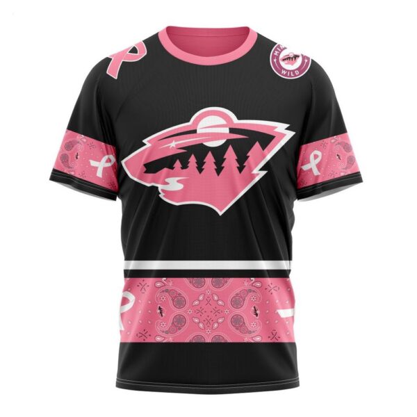 NHL Minnesota Wild T-Shirt Specialized Design In Classic Style With Paisley! WE WEAR PINK BREAST CANCER T-Shirt