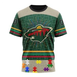 NHL Minnesota Wild T Shirt Specialized Design With Fearless Aganst Autism Concept T Shirt 1