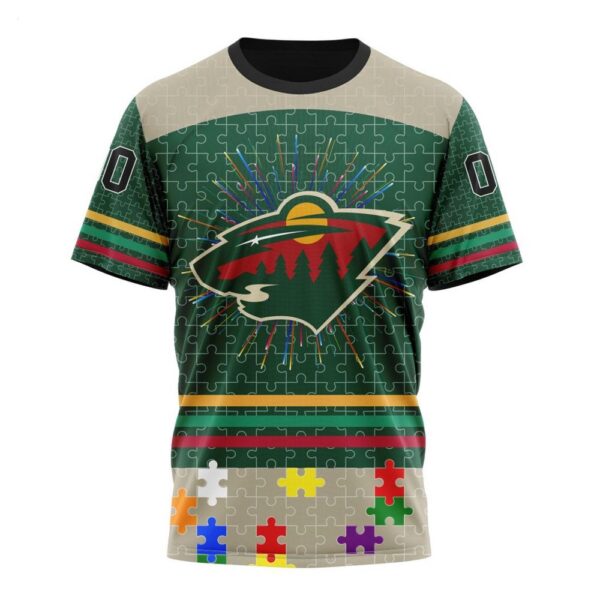 NHL Minnesota Wild T-Shirt Specialized Design With Fearless Aganst Autism Concept T-Shirt