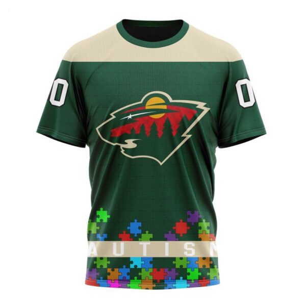 NHL Minnesota Wild T-Shirt Specialized Unisex Kits Hockey Fights Against Autism T-Shirt