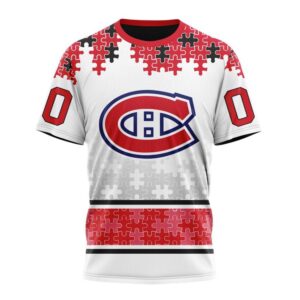 NHL Montreal Canadiens 3D T Shirt Special Autism Awareness Design With Home Jersey Style Hoodie 1