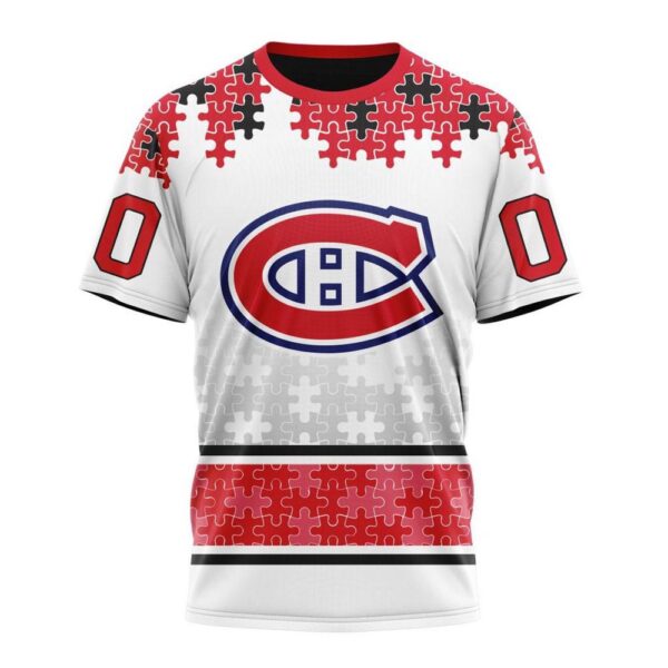 NHL Montreal Canadiens 3D T-Shirt Special Autism Awareness Design With Home Jersey Style Hoodie