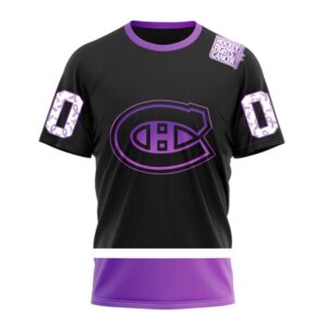 NHL Montreal Canadiens Special Black Hockey Fights Cancer Kits T Shirt 1