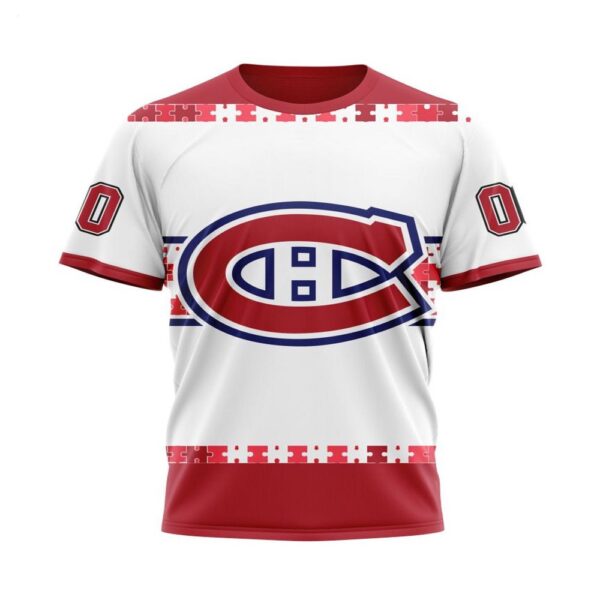 NHL Montreal Canadiens T-Shirt Autism Awareness Custom Name And Number 3D T-Shirt