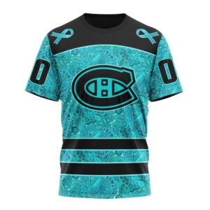 NHL Montreal Canadiens T Shirt Special Design Fight Ovarian Cancer 3D T Shirt 1