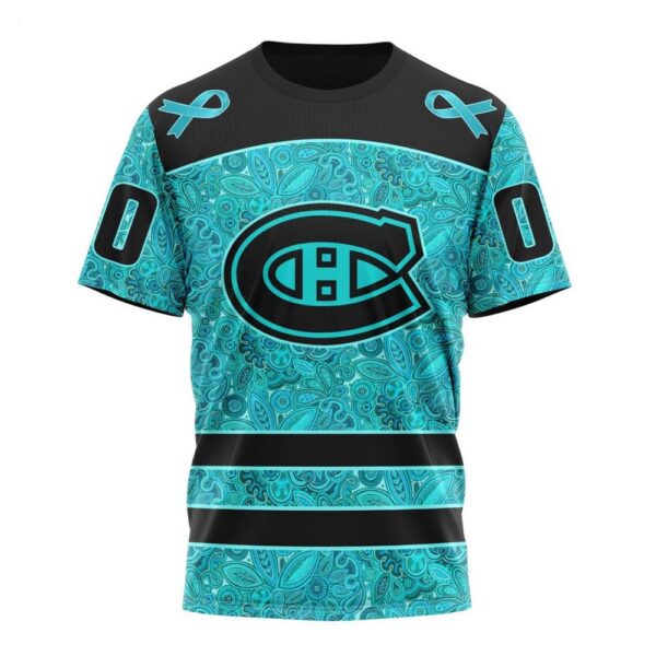 NHL Montreal Canadiens T-Shirt Special Design Fight Ovarian Cancer 3D T-Shirt
