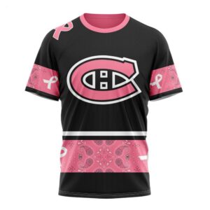 NHL Montreal Canadiens T Shirt Specialized Design In Classic Style With Paisley! WE WEAR PINK BREAST CANCER T Shirt 1