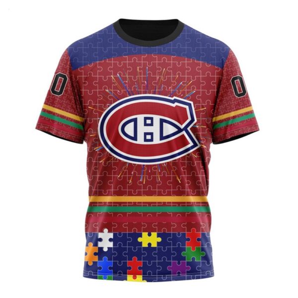 NHL Montreal Canadiens T-Shirt Specialized Design With Fearless Aganst Autism Concept T-Shirt