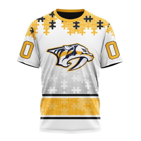 NHL Nashville Predators 3D T-Shirt Special Autism Awareness Design With Home Jersey Style Hoodie