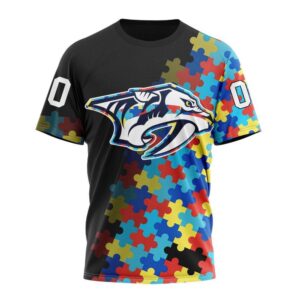 NHL Nashville Predators 3D T Shirt Special Black Autism Awareness Design Hoodie 1