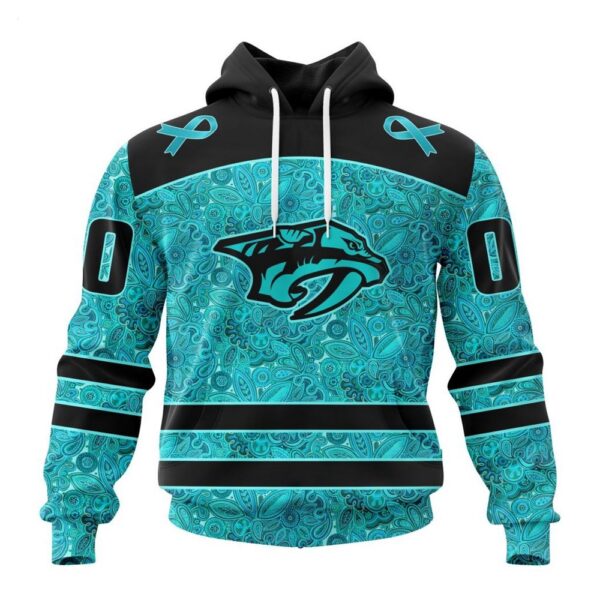 NHL Nashville Predators Hoodie Special Design Fight Ovarian Cancer Hoodie