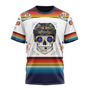 NHL Nashville Predators Special Design For Dia De Los Muertos T Shirt 1