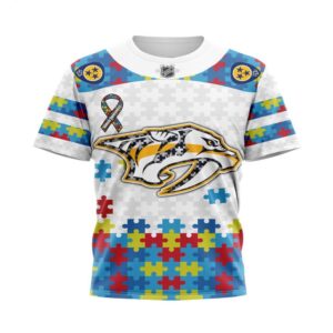 NHL Nashville Predators T Shirt Autism Awareness 3D T Shirt 1