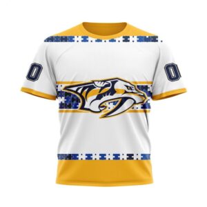 NHL Nashville Predators T Shirt Autism Awareness Custom Name And Number 3D T Shirt 1