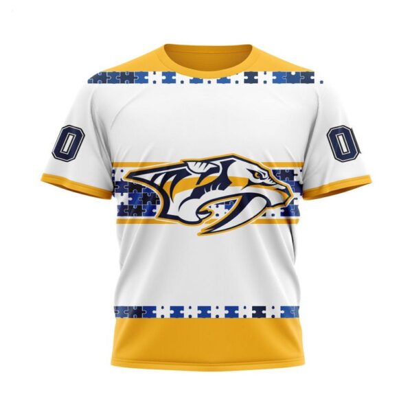 NHL Nashville Predators T-Shirt Autism Awareness Custom Name And Number 3D T-Shirt